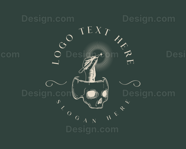 Skull Hand Pen Logo