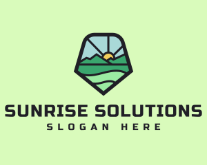 Shield Sun Landscape logo design