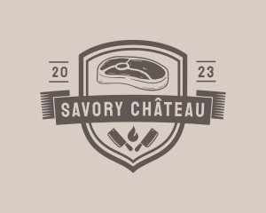 Meat Butcher Badge logo design