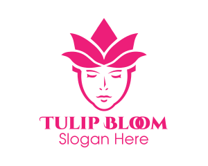 Pink Tulip Woman logo design