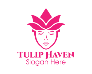 Pink Tulip Woman logo design