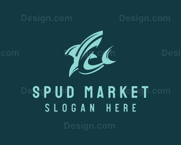 Shark Aquarium Seafood Logo