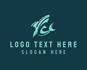 Powerful - Shark Aquarium Seafood logo design