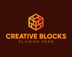 Gradient Maze Cube logo design