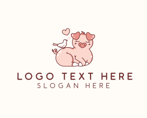 Cute Piglet Bird Logo