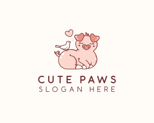 Cute Piglet Finch logo design