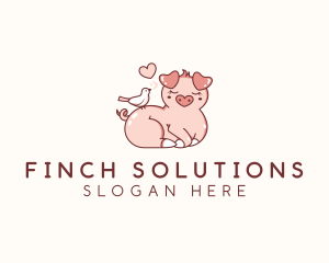 Cute Piglet Finch logo design