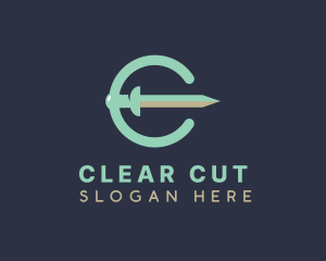 Sword Cut Letter C logo design