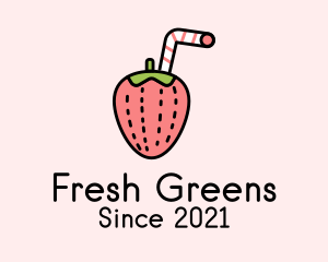 Fresh Strawberry Juice logo design