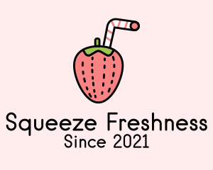 Fresh Strawberry Juice logo design