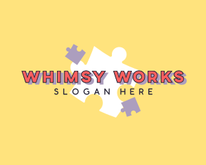 Quirky Jigsaw Puzzle Toy logo design