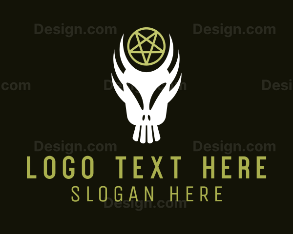 Scary Zombie Skull Pentagram Logo