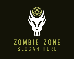 Scary Zombie Skull Pentagram logo design