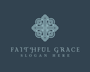 Ornate Royal Religious Cross logo design