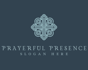 Ornate Royal Religious Cross logo design