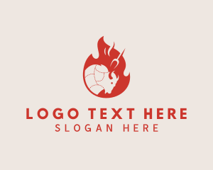 Hot - Flaming Hot Bull logo design