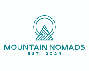 Blue Geometric Mountain logo design