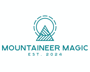 Blue Geometric Mountain logo design