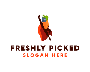 Flying Superhero Grocery  logo design