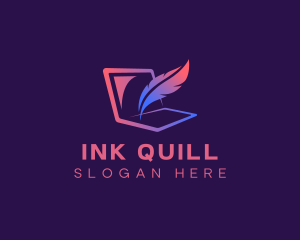 Laptop Quill Blog logo design