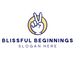 Cartoon Hand Peace Sign logo