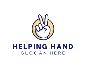 Cartoon Hand Peace Sign logo design