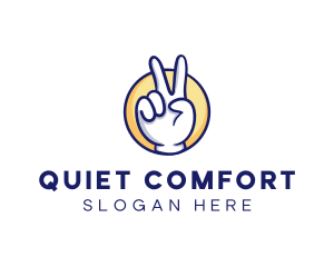 Cartoon Hand Peace Sign logo