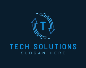 Gradient Tech Loop Arrow logo design