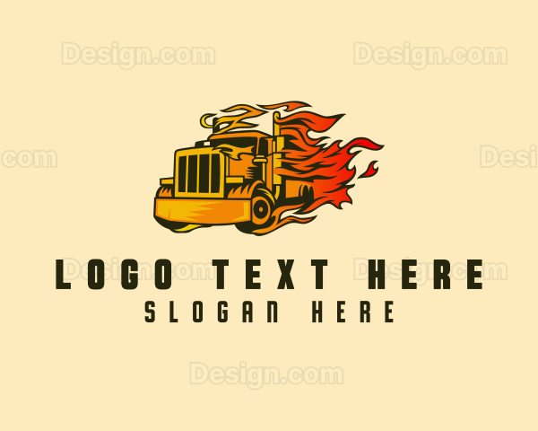 Fast Flaming Cargo Truck Logo