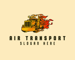 Fast Flaming Cargo Truck  logo design