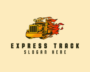 Fast Flaming Cargo Truck  logo design