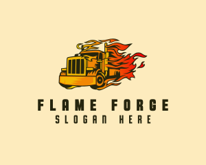 Fast Flaming Cargo Truck  logo design