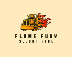 Fast Flaming Cargo Truck  logo design