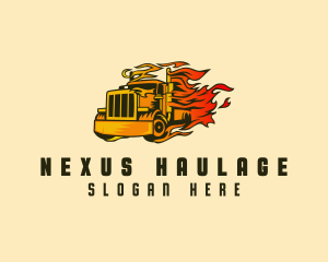 Fast Flaming Cargo Truck  logo design