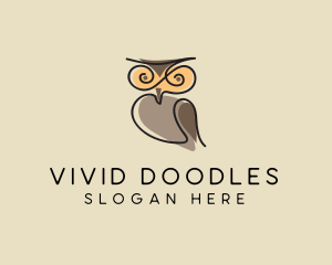 Swirly Doodle Owl  logo design