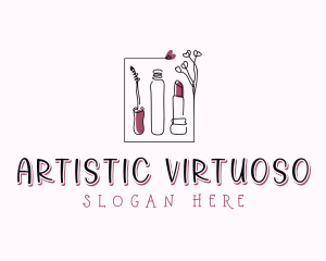 Mascara Lipstick Makeup logo design