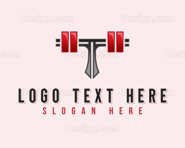 Fitness Barbell Letter T Logo