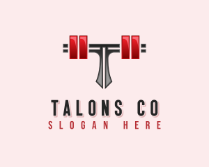 Fitness Barbell Letter T logo design