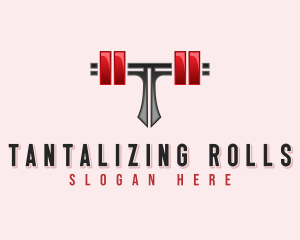 Fitness Barbell Letter T logo design