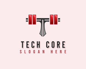 Fitness Barbell Letter T logo design