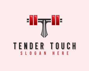 Fitness Barbell Letter T logo design