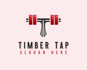 Fitness Barbell Letter T logo design