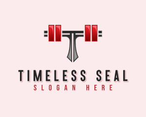 Fitness Barbell Letter T logo design