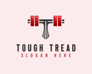 Fitness Barbell Letter T logo design