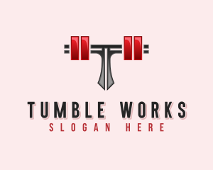 Fitness Barbell Letter T logo design