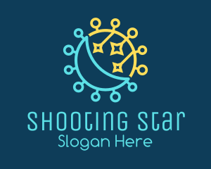 Shooting Star Crescent Moon logo design