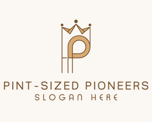 Brown Royal Crown Letter P logo design