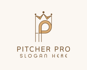 Brown Royal Crown Letter P logo design