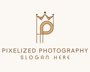 Brown Royal Crown Letter P logo design