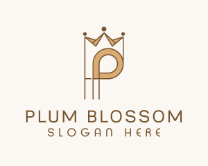 Brown Royal Crown Letter P logo design